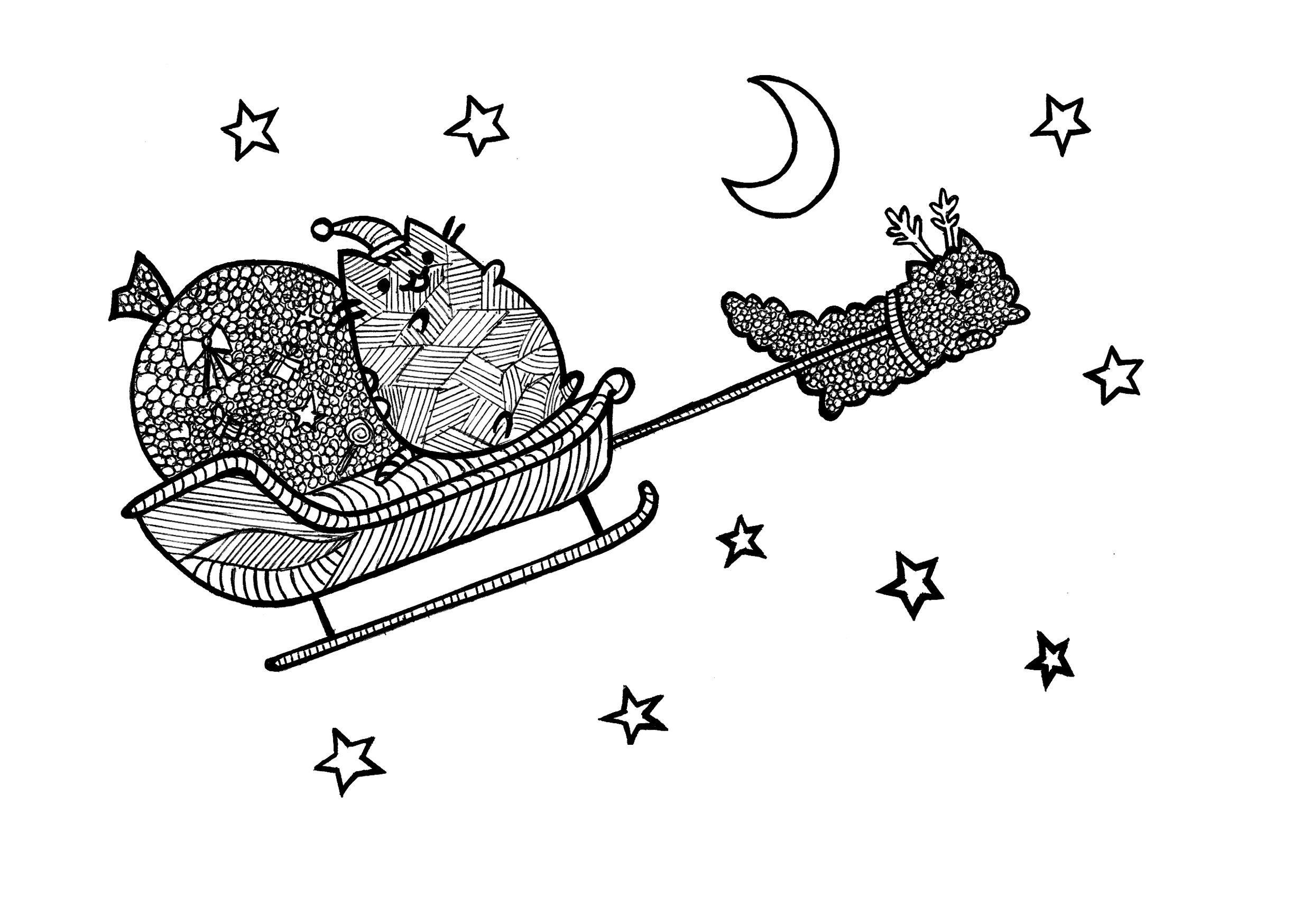 Coloring page Christmas kitty Pusheen